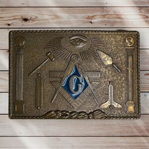 Vintage Harry Klitzner Providence 70s Masonic Freemasons Bronze Belt Buckle VGC